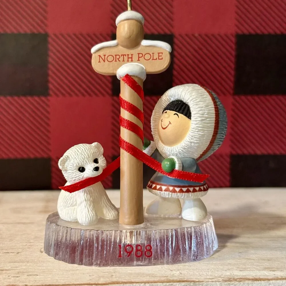 1988 Hallmark Frosty Friends #9 Christmas Keepsake Ornament Eskimo & Polar Bear